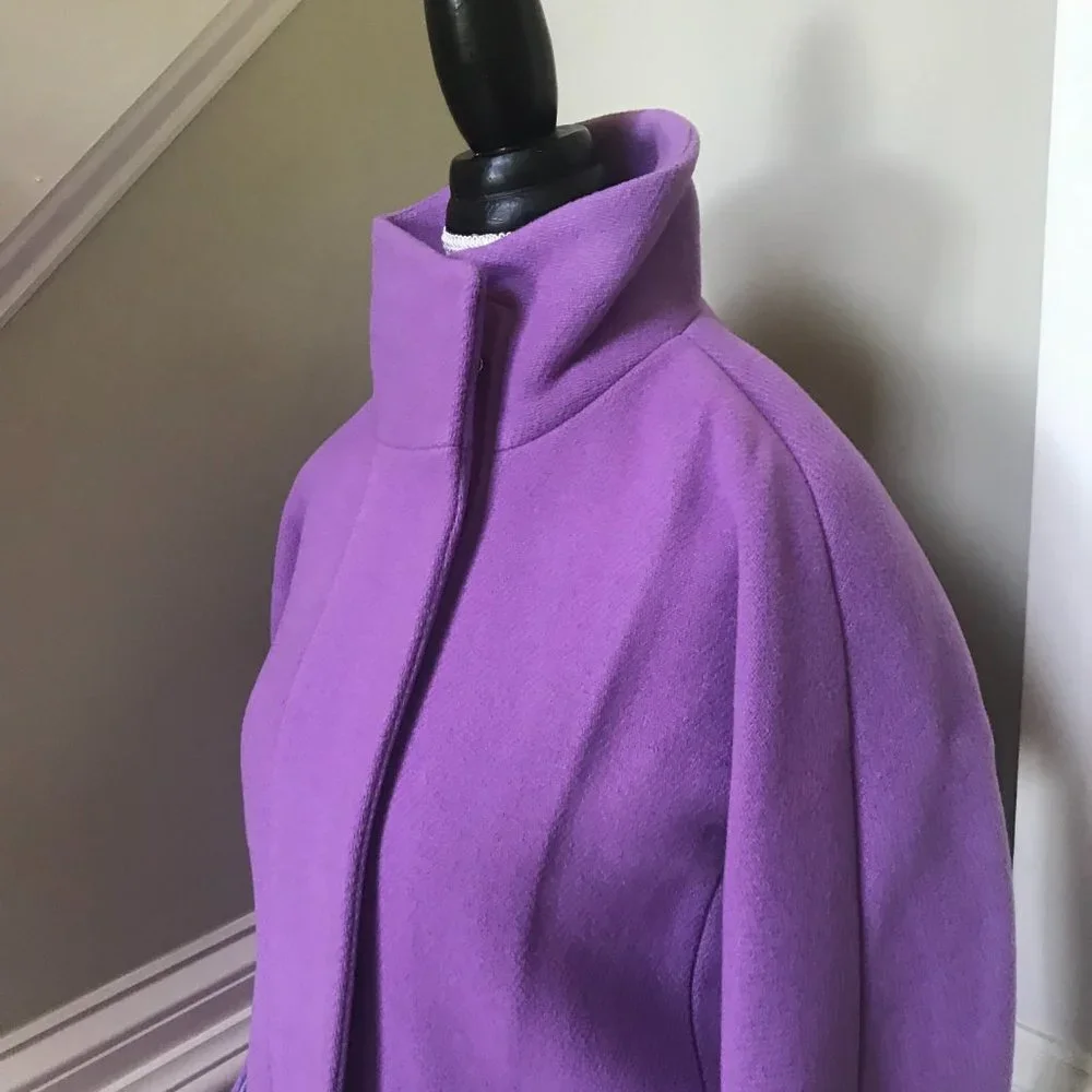 NWT JCREW NEW Cocoon Coat Jacket Womens 0 Purple Italian Stadium Cloth Wool NEW - Picture 10 of 13